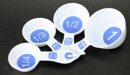 White Measuring Cups with Contrasting Markings for Low Vision